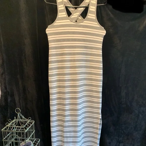 knee length dresses for ladies Eliza Striped Maxi Dress – Teal Poppy main image 0